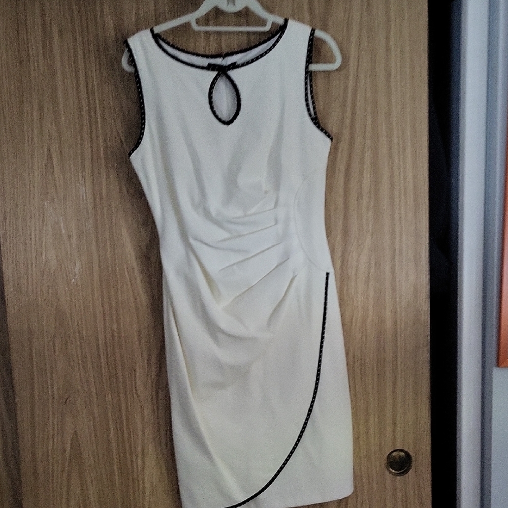 Joseph Ribkoff Cream Dress with Black Trim
